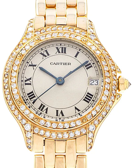 Cartier Panthère Cougar 26MM Quartz Silver Dial Yellow Gold Bracelet (887906)
