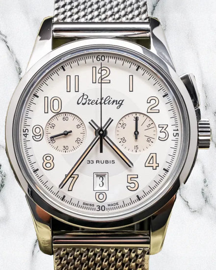 2015 Breitling Transocean 1915 L.E. 43MM "Mercury" Silver Dial Steel Bracelet (AB141112/G799)