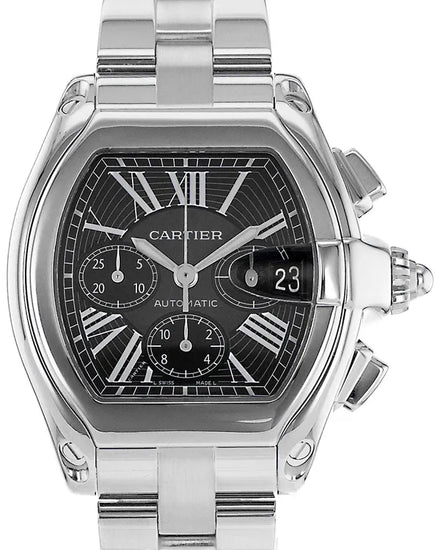 Cartier Roadster XL Chronograph 49MM Black Dial Steel Bracelet (W62020X6)