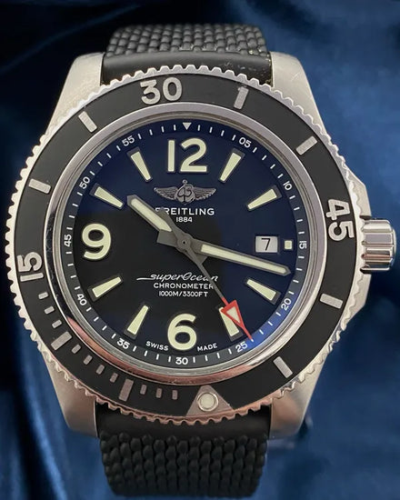 2021 Breitling Superocean 44MM Black Dial Rubber Strap (A17367D71B1A1)