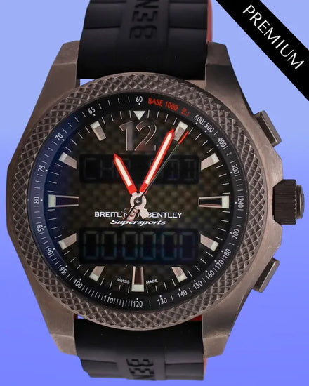 No Reserve - Breitling Bentley Supersports L.E. 46MM Quartz Carbon Fiber Dial Rubber Strap (EB5520)