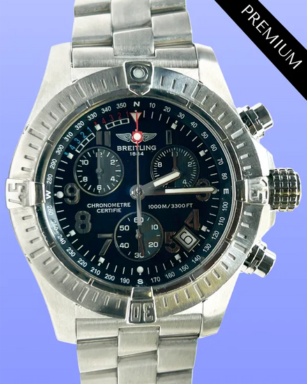 No Reserve - 2011 Breitling Avenger Seawolf 45MM Quartz Black Dial Steel Bracelet (A7339010/B905)