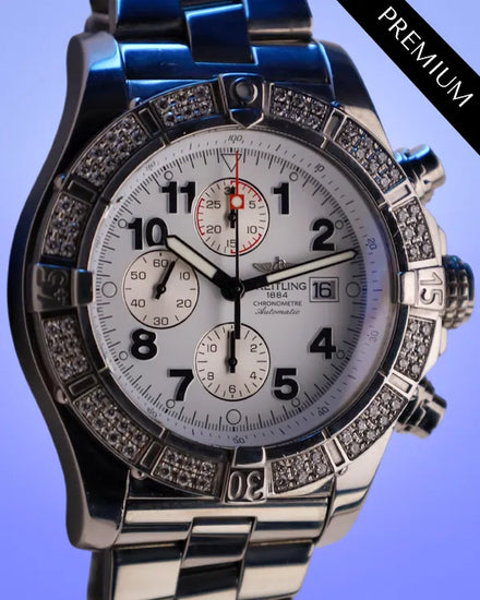 No Reserve - Breitling Super Avenger 48MM White Dial Steel Bracelet (A1337053)