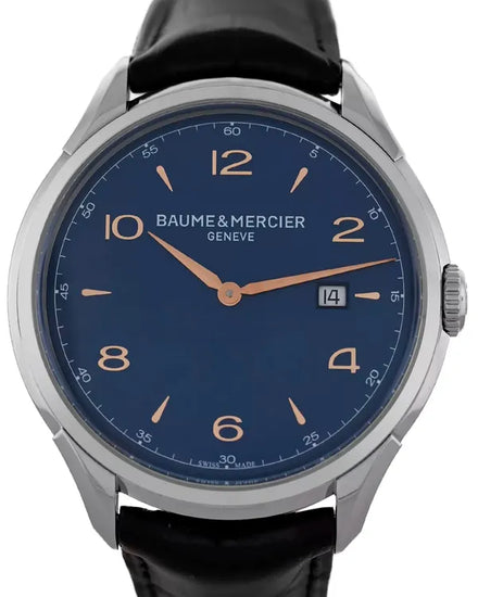 Baume & Mercier Clifton 45MM Quartz Blue Dial Leather Strap (65846)