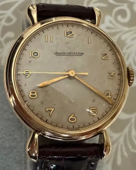 No Reserve - Jaeger-LeCoultre Vintage 33MM Off-White Dial Aftermarket Leather Strap (12872)