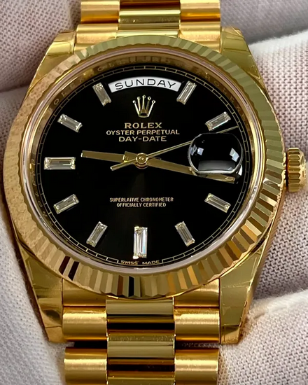 2017 Rolex Day-Date 40MM Black Dial Yellow Gold President Bracelet (228238)