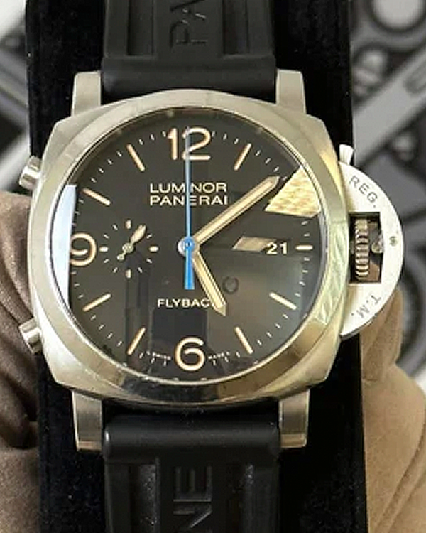 2015 Panerai Luminor 1950 3 Days Chrono Flyback 44MM Black Dial Rubber Strap (PAM00524)