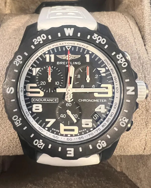 Breitling Endurance Pro 44MM Quartz Black Dial Rubber Strap (X82310A71B1S1)