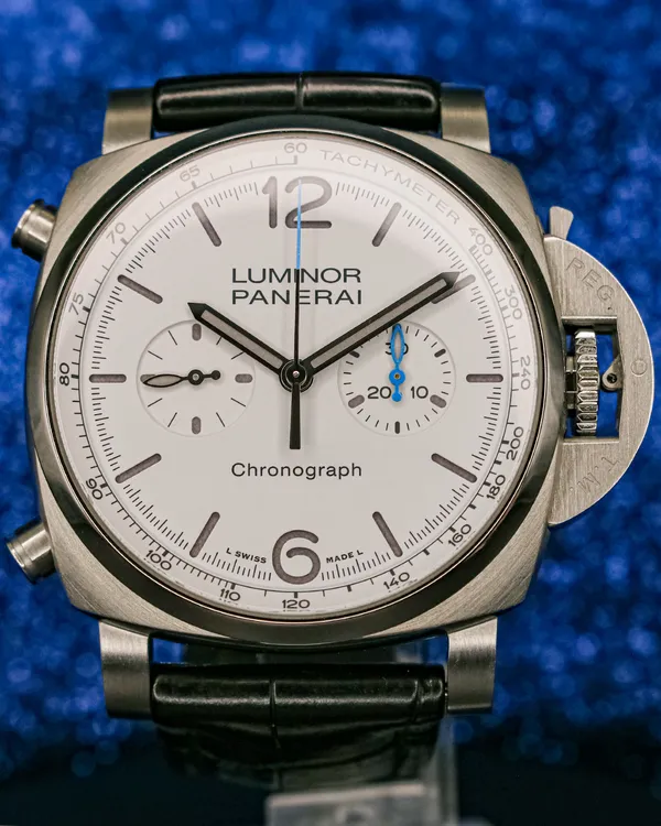 2022 Panerai Luminor Marina Flyback Chronograph 44MM White Dial Leather Strap (PAM01218)