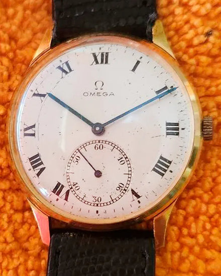 Omega Vintage 34MM White Dial Aftermarket Leather Strap (72/31605)