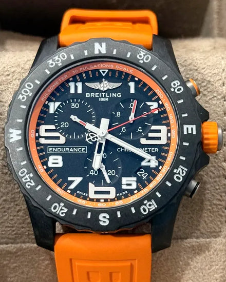 Breitling Endurance Pro 44MM Quartz Black Dial Rubber Strap (X82310)