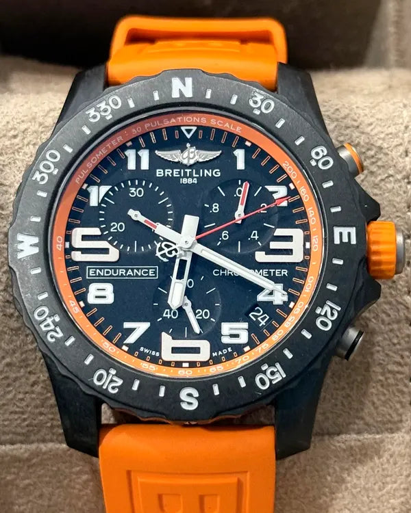 Breitling Endurance Pro 44MM Quartz Black Dial Rubber Strap (X82310)