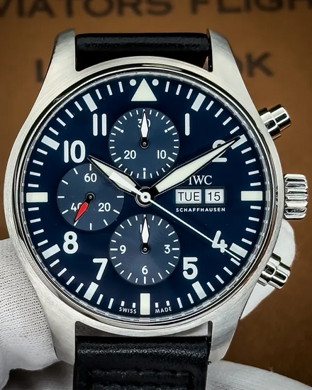 2018 IWC Schaffhausen Pilot Chronograph "Le Petit Prince" 43MM Blue Dial Leather Strap (IW377714)