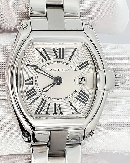 Cartier Roadster 30MM Quartz Silver Dial Steel Bracelet (W62016V3)
