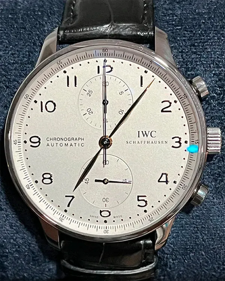 2019 IWC Schaffhausen Portugieser Chronograph 40.9MM Silver Dial Leather Strap (IW371445)