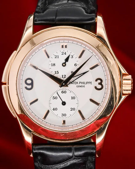 Patek Philippe Calatrava Travel Time 37MM Silver Dial Leather Strap (5134R-011)