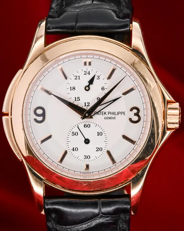 Patek Philippe Calatrava Travel Time 37MM Silver Dial Leather Strap (5134R)