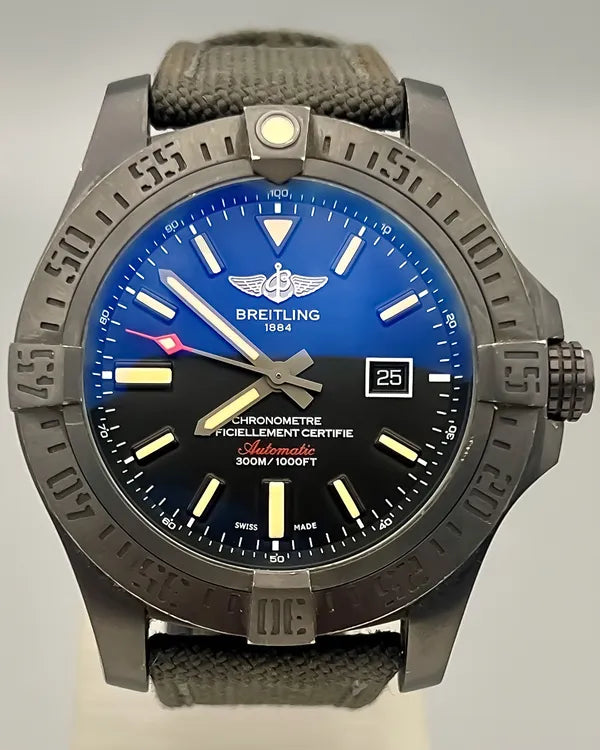 No Reserve - 2019 Breitling Avenger Blackbird 48MM Black Dial Textile/Leather Strap (V1731010/BD12)