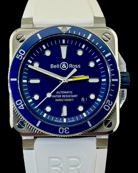 No Reserve - Bell & Ross BR 03-92 Diver Blue 42MM Blue Dial Rubber Strap (BR0392-D-BU-ST/SRB)