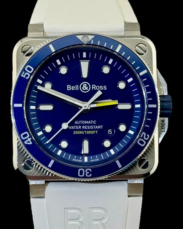 No Reserve - Bell & Ross BR 03-92 Diver Blue 42MM Blue Dial Rubber Strap (BR0392-D-BU-ST/SRB)