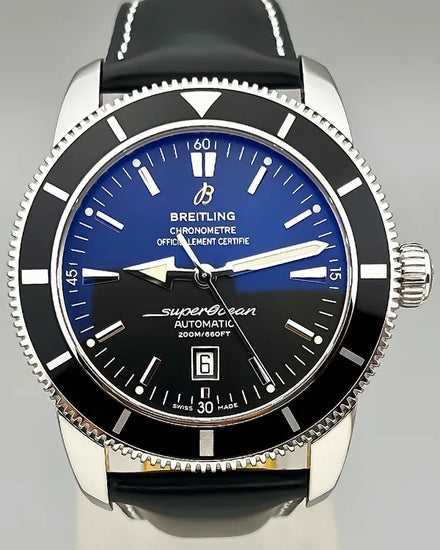No Reserve - 2014 Breitling Superocean Heritage 46MM Black Dial Leather Strap (A17320)