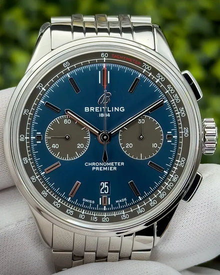 2019 Breitling Premier B01 Chronograph 42MM Blue Dial Steel Bracelet (AB0118A61C1A1)