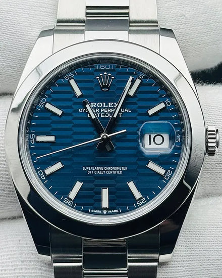 2023 Rolex Datejust 41MM Blue "Fluted Motif" Dial Oyster Bracelet (126300)
