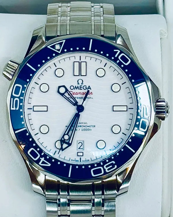 2021 Omega Seamaster Diver 300M "Tokyo 2020" 42MM White Dial Steel Bracelet (522.30.42.20.04.001)