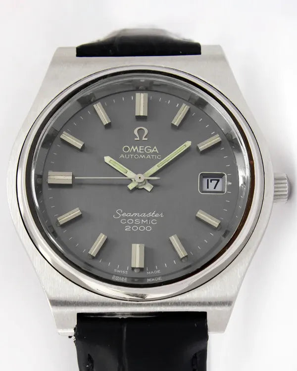 Omega Seamaster Cosmic 2000 38MM Grey Dial Aftermarket Leather Strap (166.128)