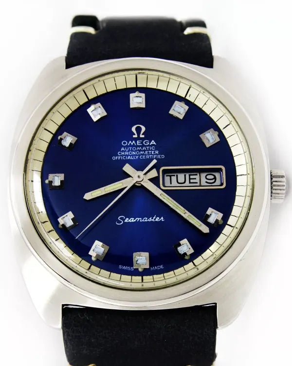 Omega Seamaster Cosmic 2000 Jumbo 38MM Aftermarket Blue Dial Aftermarket Leather Strap (2621)
