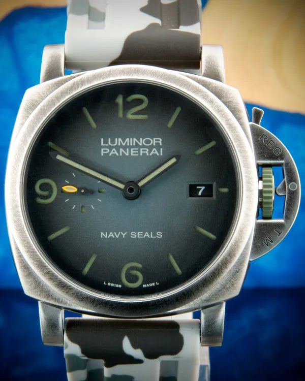 2024 Panerai Luminor Navy SEALs Edition L.E. 44MM Grey Dial Aftermarket Horus Rubber Strap (PAM01412)