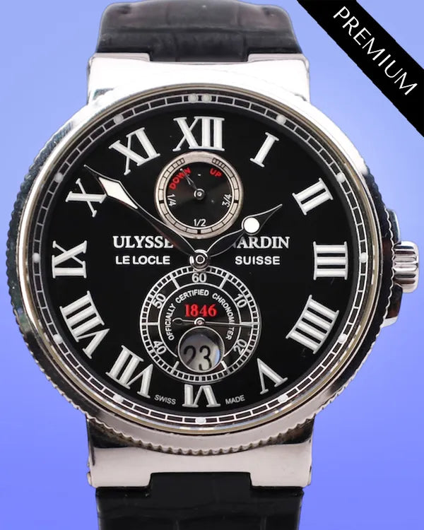 No Reserve - 2013 Ulysse Nardin Marine Chronometer 43MM Black Dial Leather Strap (263-67)