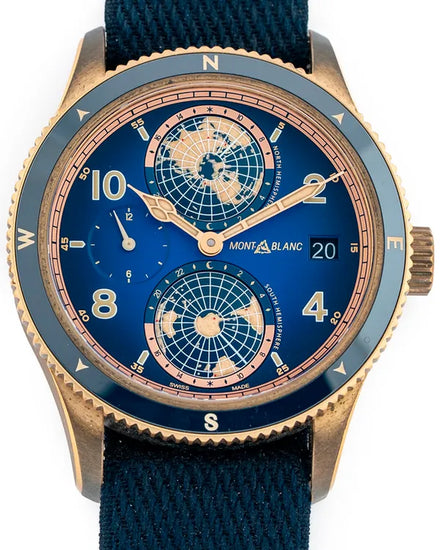 2020 Montblanc 1858 Geosphere L.E. 42MM Blue Dial Textile Strap (MB126361)