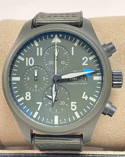 2025 IWC Schaffhausen Pilot Top Gun "Woodland" 44.5MM Green Dial Textile Strap (IW389106)