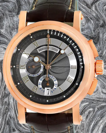 2010 Breguet Marine Chronograph 42MM Charcoal Grey Dial Leather Strap (5827BR/Z2/9Z8)