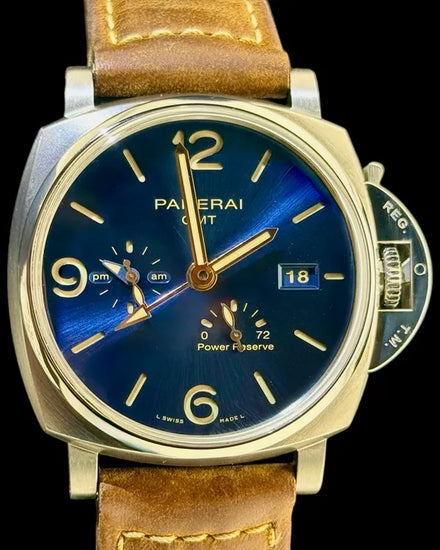 No Reserve - 2020 Panerai Luminor Due GMT 45MM Blue Dial Leather Strap (PAM00964)