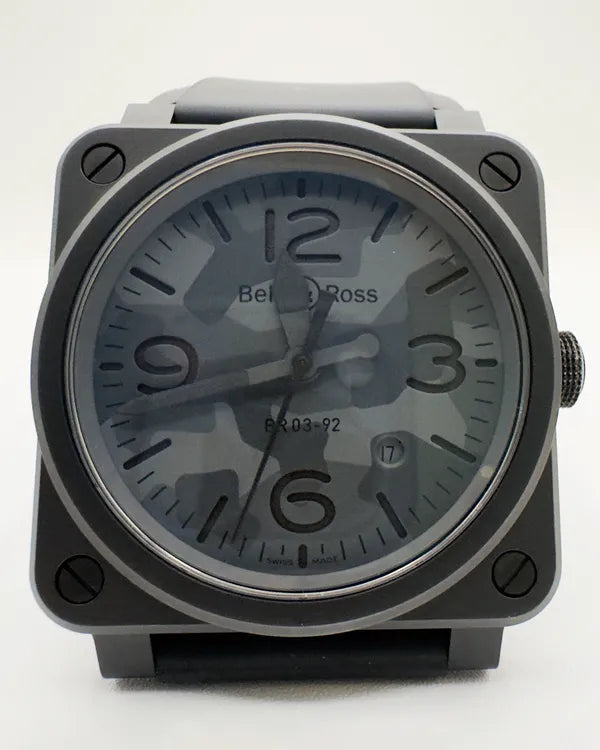 Bell & Ross BR 03 92 "Black Camo" 42MM Black Dial Rubber Strap (BR0392-CAMO-CE/SRB)