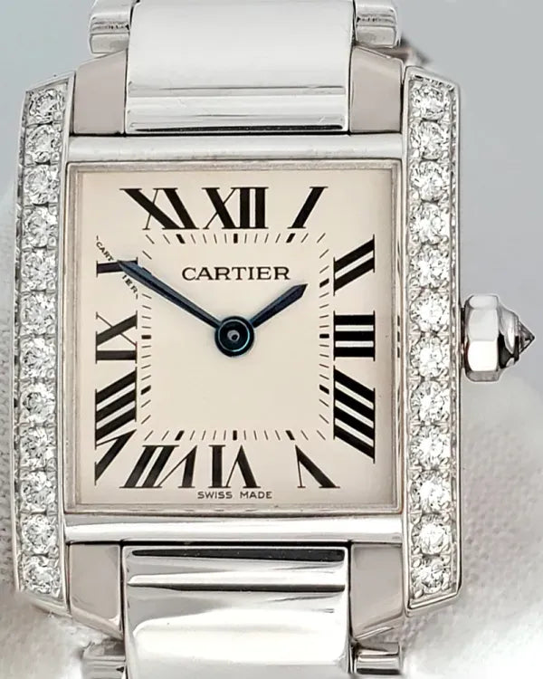 Cartier Tank Française 20MM Quartz White Dial White Gold Bracelet (WE1002S3)