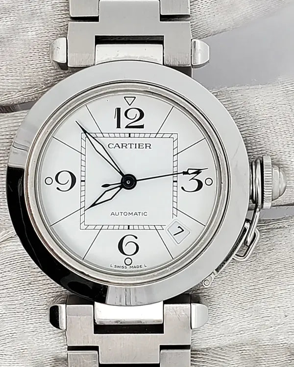 Cartier Pasha De Cartier 35MM White Dial Steel Bracelet (W31074M7)