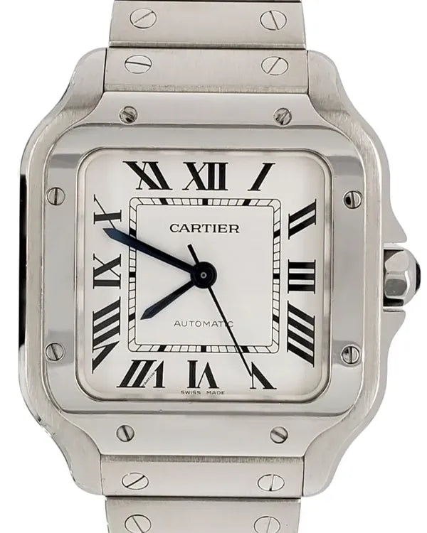 Cartier Santos De Cartier 35MM Silver Dial Steel Bracelet (WSSA0010)