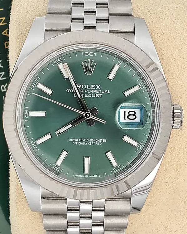 2022 Rolex Datejust 41MM Mint Green Dial Jubilee Bracelet (126334)
