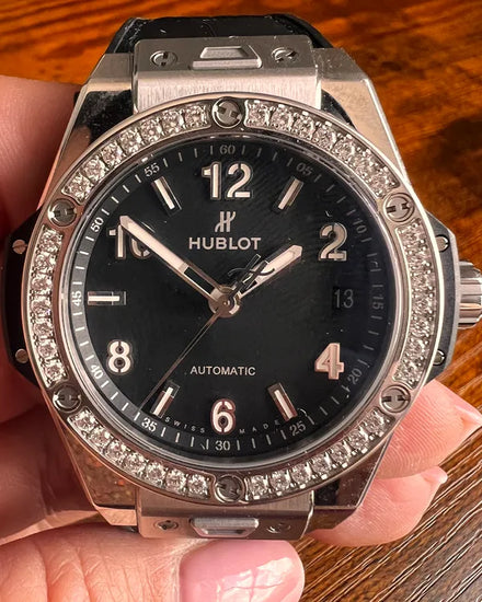 Hublot Big Bang One Click Diamonds 39MM Black Dial Leather Strap (465.SX.1170.RX.1204)