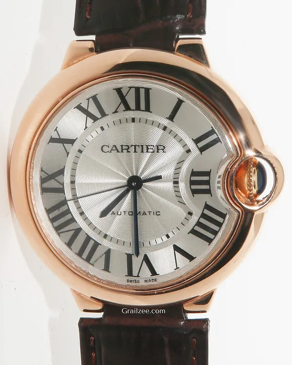Cartier Ballon Bleu 36MM Silver Dial Leather Strap (W6900456)