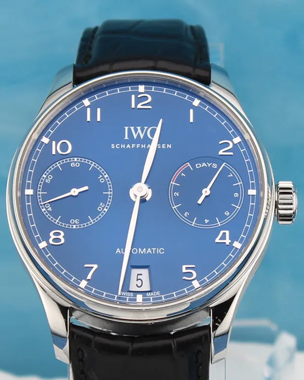 IWC Schaffhausen Portugieser 7 Days 42.3MM Blue Dial Leather Strap (IW500710)