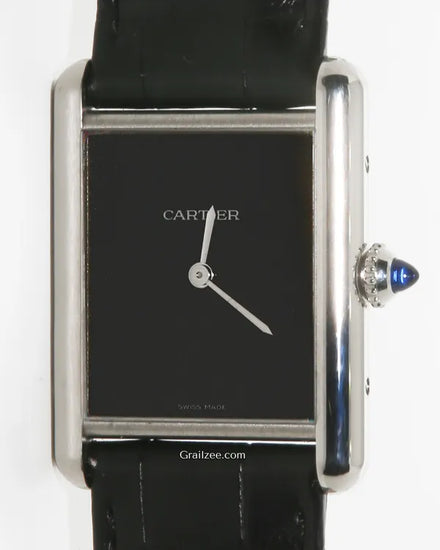 Cartier Tank Must 25.5MM Quartz Black Dial Leather Strap (WSTA0072)