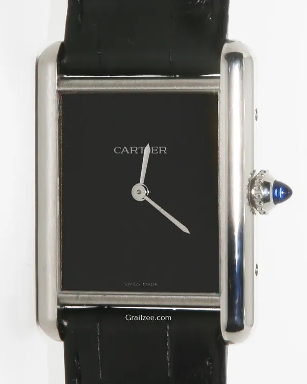 Cartier Tank Must 25.5MM Quartz Black Dial Leather Strap (WSTA0072)
