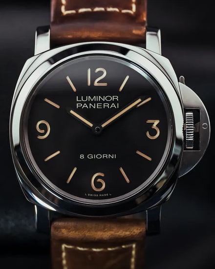 2022 Panerai Luminor 8 Giorni 44MM Black Dial Leather Strap (PAM00914)