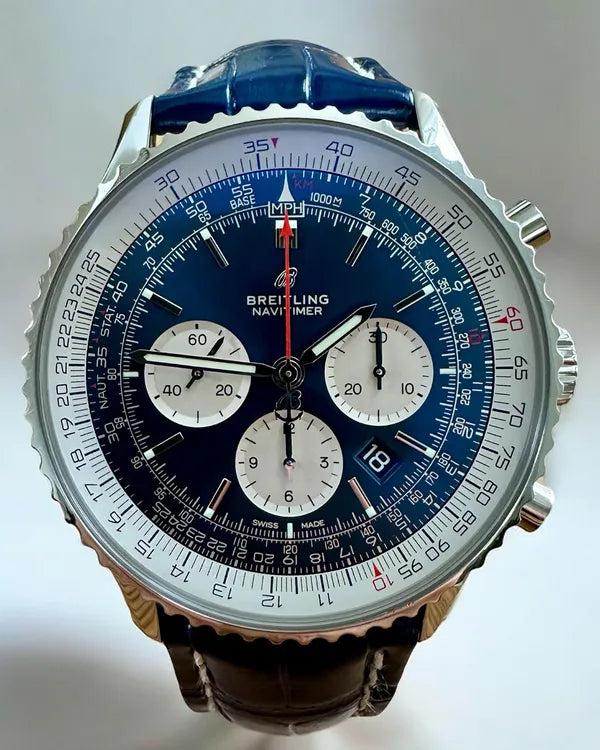 2021 Breitling Navitimer 1 B01 Chronograph 46MM Blue Dial Leather Strap (AB0127211C1P1)