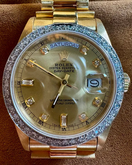 Rolex Day-Date 36MM Aftermarket Champagne Dial Yellow Gold President Bracelet (18038)