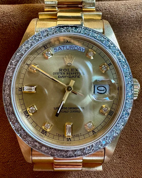 Rolex Day-Date 36MM Aftermarket Champagne Dial Yellow Gold President Bracelet (18038)